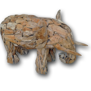 Teak Root Elephant Sculpture