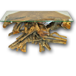 Teak Root Console Table with Glass (2 Sizes)