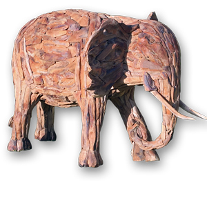 Teak Root Elephant Sculpture Medium