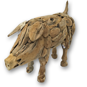 Teak Root Pig Sculpture