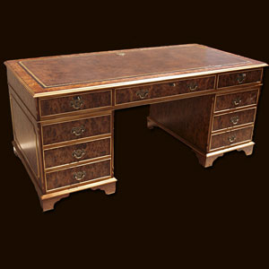 6' x 3' Antique Reproduction Regency Pedestal Desk