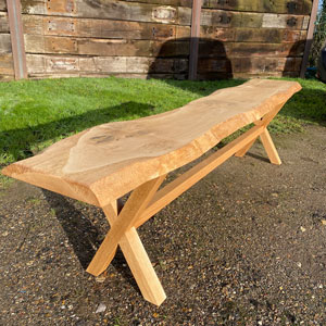 Oak Live Edge Coffee Bench 