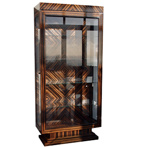 Bespoke Feathered Ebony Art Deco Display Cabinet