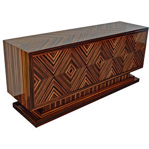Bespoke Feathered Ebony Art Deco Sideboard
