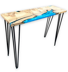 Burr Oak & Ocean Console Table