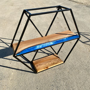Hex Wall Shelf with River Shelves 