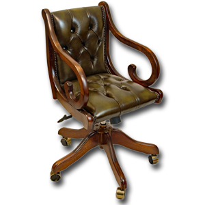 Antique Reproduction Regency Full Saddle Carver Swivel Desk Chair