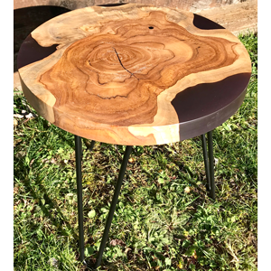 Teak Circular Resin River Side Table Purple 2