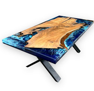 Teak Slab Ocean Resin Coffee Table