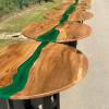 Elm Circular Resin River Dining Tables x8 Thumbnail