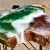Teak & Resin Ocean Art Side Table Green 1 Thumbnail
