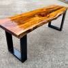 Yew Dining Bench With Resin Detail Thumbnail