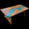 Stunning Burr Walnut & Blue Resin River Coffee Table Thumbnail