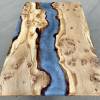 Burred Oak Dining Table & Grey Pearl Resin River Thumbnail