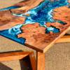 River Coffee Table in Elm Deep Sea Art Chevron Legs Thumbnail