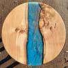 Oak Circular Lamp Table Blue/Gold Thumbnail