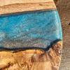 Oak Circular Lamp Table Blue/Gold Thumbnail