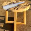 Oak Circular Lamp River Table Ghost blue Lightning Thumbnail
