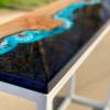 Burr Elm Deep Ocean Console River Table Thumbnail