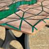 Burr Elm Geometric River Dining Table Kryptonite Green Thumbnail