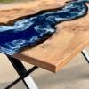 Oak & Deep Sea River Dining Table  Thumbnail