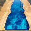 Oak & Galactic Blue River Coffee Table Live Edge Thumbnail