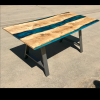 Pippy Oak & Blue Resin River Dining Table Thumbnail