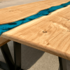 Oak & Blue Resin River Dining Table & Bench Set Thumbnail