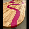 Oak & Pink Resin River Dining Table - Thames (SOLD) Thumbnail