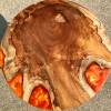 Teak Circular Resin River Side Table Orange Thumbnail