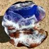 Teak & Resin Ocean Art Side Table Purple 1 Thumbnail