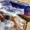 Teak & Resin Ocean Art Side Table Purple 1 Thumbnail