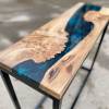 Burr Elm Console Table Galactic Blue Resin Thumbnail
