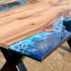 Single Slab Burr Elm & Deep Sea River Dining Table Thumbnail