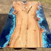 Single Slab Burr Elm & Deep Sea River Dining Table Thumbnail