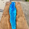 Stained Oak & Ocean Art River Dining Table Thumbnail