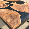 Teak Discs & Dark Grey Resin Coffee Table (60x60) Thumbnail