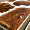 Teak Discs & White Resin Coffee Table (90x60) Thumbnail