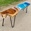 Teak & Resin Ocean Art Low Console Table Thumbnail