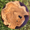 Teak Circular Resin River Side Table Purple 1 Thumbnail