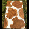 Teak Discs & White Resin Coffee Table Thumbnail
