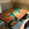 Walnut & Reef Blue River Dart  Dining Table/Wall Art (SOLD) Thumbnail
