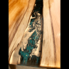 Yew Wood & Blue/Gold Resin River Console Table Thumbnail