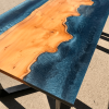 Yew Wood & Dark Blue Resin River Coffee Table SOLD Thumbnail