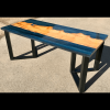 Yew Wood & Dark Blue Resin River Coffee Table SOLD Thumbnail