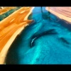 Yew Wood & Reef Blue Resin River Dining Table (SOLD) Thumbnail