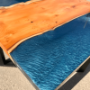 Yew Wood & Dark Blue Resin River Side Table Thumbnail