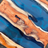 Yew Wood & Blue Resin River Side Tables (Pair) Thumbnail
