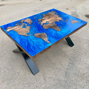 World Map Elm Coffee Table