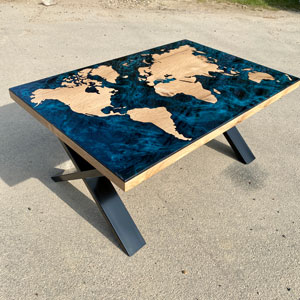 Elm World Map Coffee Table Galactic Blue